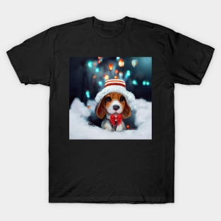 Christmas beagle puppy - beautiful winter snowy dog T-Shirt